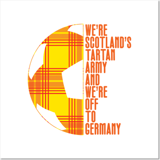 Scotland's Tartan Army, Yellow and White Tartan Ball and Text Design Posters and Art